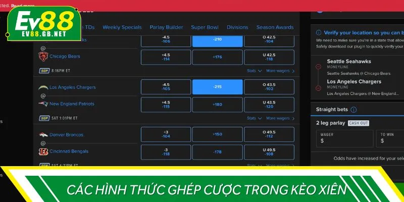 Các hình thức ghép cược trong kèo xiên